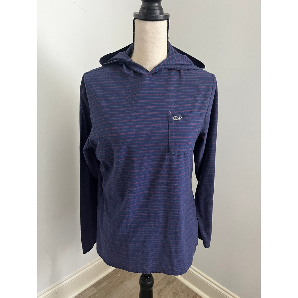 Edgartown T-Shirt Hoodie XL Navy Red Striped Long Sleeve Preppy Nautical Casual